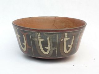 Ancient Nazca Pre Columbian Pottery Bowl Peru South America Clay Redware