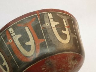Ancient Nazca Pre Columbian Pottery Bowl Peru South America Clay Redware 3