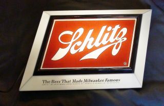 (vintage) 1950s Schlitz Beer Back Bar Light Up Sign Game Room Man Cave