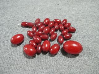 Vintage Cherry Amber Bakelite Graduated Loose Beads,  Clasp 24 Grams