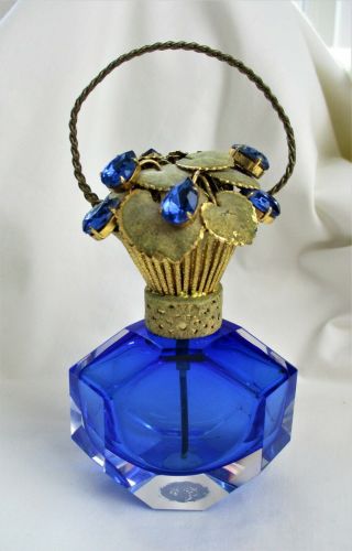 Vintage,  German,  Czech Style,  Perfume Bottle,  Flower Basket Bouquet,  Stunning