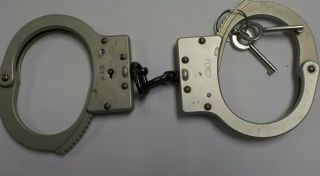 Vintage American Handcuff Company A - 105 Ultralite Handcuffs W/ 2 Keys