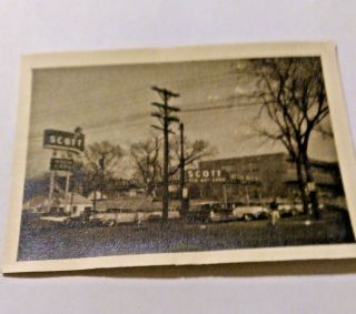 Vintage Circa 1940s - 50s Real Photo Scott Lincoln Mercury Car Dealership With Car