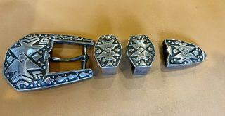 Native American Navajo Sterling Silver & Belt Buckle Vintage 70’s Sandcast