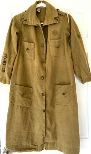 Vintage Girl Scout Leader Uniform Dress,  Patches,  Scarf