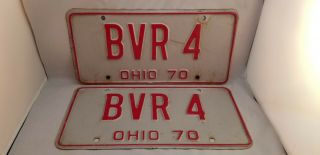Vintage 1970 Ohio License Plate Set Pair Bvr - 4,  Muscle Car Rat Rod,  4 Digit