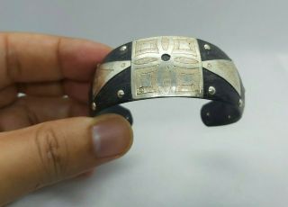 Rare Ancient Norse Viking Horn Bracelet Carved Animals Artifact Authentic