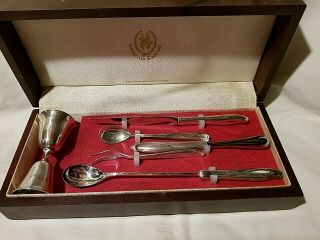 Vintage Reed And Barton Sterling Silver Cocktail Party Bar Set With Box