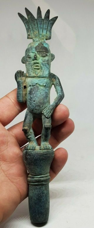 Extremely Rare Ancient Bronze Statue Sassanian Of A Worshiper Man 328 Gr,  222 Mm