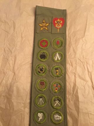 Vintage Boy Scouts Of America Merit Badge Sash.  20 Badges From 1940’s
