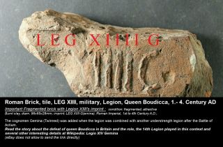 Brick,  Tile,  Leg Xiiii,  Military,  Legion,  Queen Boudicca,  1.  - 4.  Century Ad