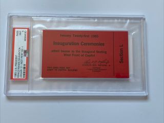 1985 President Ronald Reagan Inauguration Section L Red Ticket Pass Psa 9