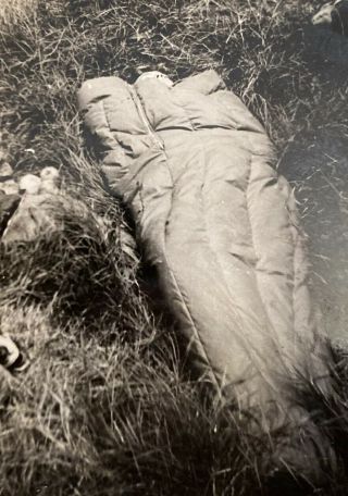 Vintage Photo Old Snapshot Man Sleeping In A Sleeping Bag Russian River 1941