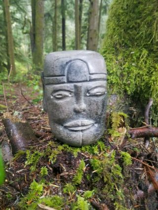 Carved And Rounded Prehistoric South American Olmec Stone Mask