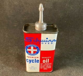 Vntg Schwinn Premium Cycle Oil Handy Oiler Lead Top Rare Old Advertising Tin Can