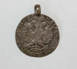 Post Medieval 17th Century Silver Coin Pendant Arendschelling Kampen 1612 - 1619