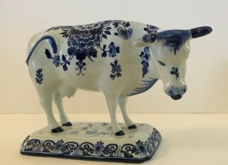 Antique Vintage Fine Art Pottery Royal Delft Blue Cow Porcelain Hand painted 2