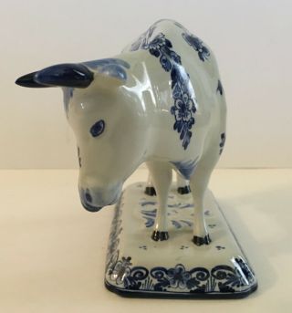 Antique Vintage Fine Art Pottery Royal Delft Blue Cow Porcelain Hand painted 3