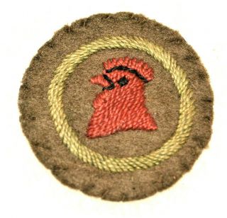 Red Rooster Boy Scout Poultryman Felt No Words Proficiency Award Badge Troop