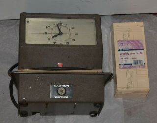 Vintage Simplex Time Recorder Keeper Punch Clock Record With Time Cards