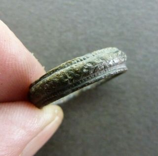 French Medieval Bronze Ring Some Medieval Letters " Maria " ? 15th Century - Size 8