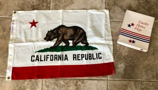 Nos Vintage Dettra Flag California Republic State Flag Bear 2 