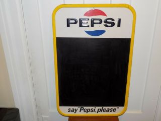 Vintage Pepsi Embossed Chalkboard 1960’s Metal Sign
