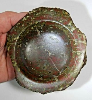 Very Rare Conserved Roman [romano British] Red Marble Votive Stone Bowl