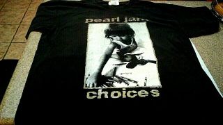 Vintage 1992 Pearl Jam Choices T Shirt Size Xl Double Sided With Green Back Look