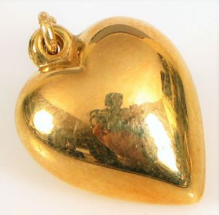Vintage Designer Signed Jacmel Mauritius Jcm 14k Yellow Gold Heart Pendant Charm
