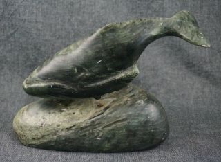 Bill Talmadge Alaskan Inuit Style Serpentine Carving Whale - Large 8 " - Signed