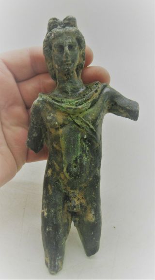 Scarce Ancient Roman Bronze Statuette Of Hermes Circa 200 - 300ad European