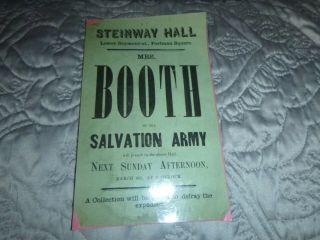 Invitation Mrs.  Booth Flyer Steinway Hall Portman Square Rare Item
