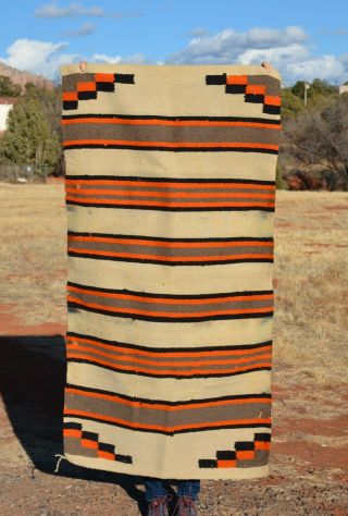 Vintage Navajo Indian Striped Double Saddle Blanket Rug - 59 " X 31.  5 "