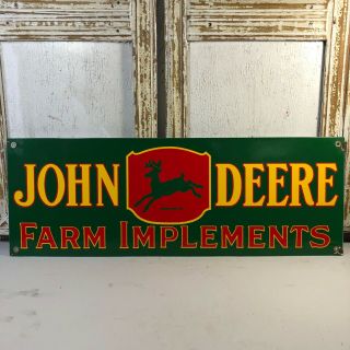 Large Vintage Porcelain John Deere Farm Implements Dealer Sign