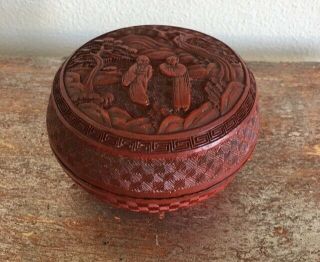 Vintage Or Antique Chinese Cinnabar Red Vermilion Lacquer Lacquerware Box China