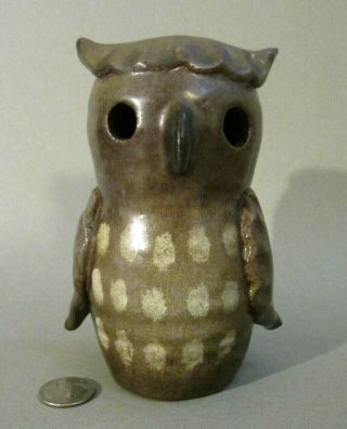Tommy Kakinuma Signed Tk Canadian Studio Art Pottery Owl Figurine Sculpture Mcm