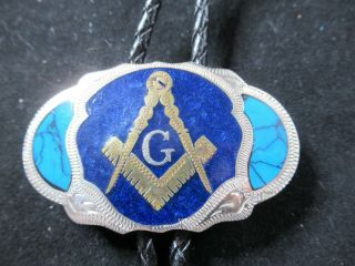 Vintage Johnson & Held Ltd Denver Co.  Mason Masonic Masons Bolo Tie 4u2c