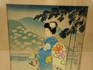 Vintage Antique Japanese Woodblock Print Sadanobu Hasegawa III Maiko in Spring 3