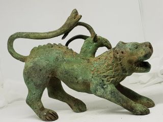 Rare Ancient Greek Bronze Statue Chimera Lion/head Of Goat/snake Tail.  350 - 340bc