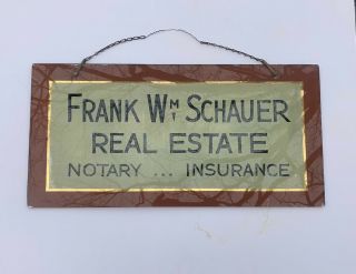 Vintage Reverse Painted On Glass Realtor/notary/insurace Sign