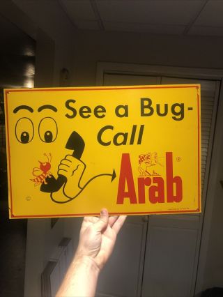 Vintage 1960s Arab Termite Control Dealer Metal Sign Pest Bugs Rodents Stout