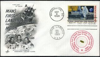Apollo 11 Flown Kapton Foil On 1st Man On The Moon First Day Cover -