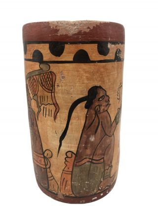 Vintage Antique? Aztec Mayan Polychrome Pottery Vessel Jar Pot Vase