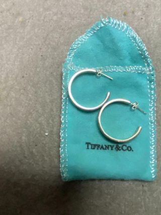 Vintage Tiffany & Co Sterling Silver 1837 Hoop Earrings