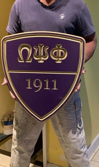 Omega Psi Phi Fraternity - 24 " (inch) Carved Battle Shield (painted)