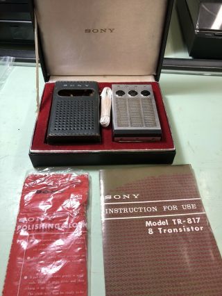 Vintage 1962 Sony Tr - 817 Sensitive Transistor Radio Complete