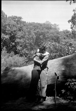 Vintage Photo Negative War Weary Soldier Steals Kiss From Best Girl 1940 
