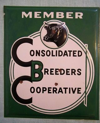 Member Consolidated Breeders Cooperative Sign Embossed Metal 1955