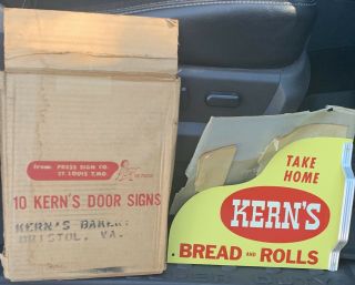 Vintage Nos Kerns Bread Screen Door Push Pull Sign Handle Nib